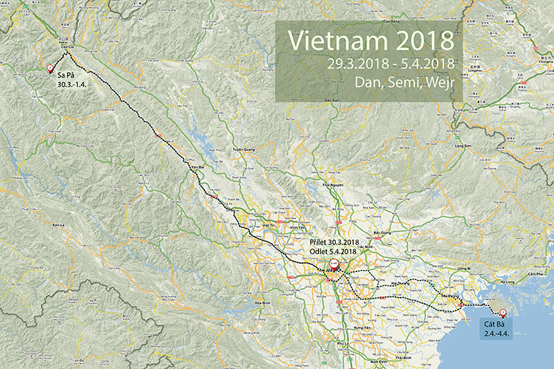 01 - mapa cesty - Vietnam 